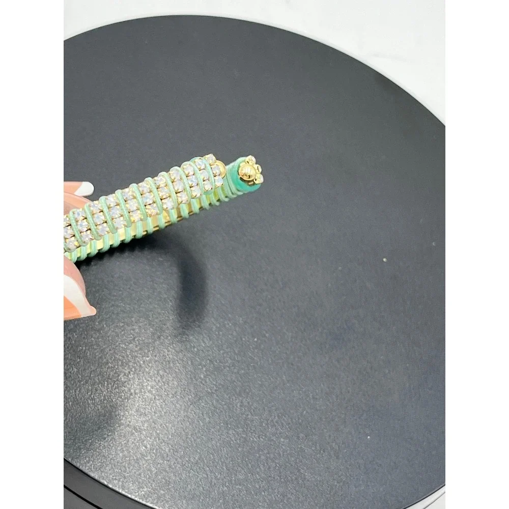 Mint Green‎ Thread-wrapped rhinestone Cuff Bangle Bracelet